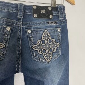 Miss Me Y2K Signature‎ Boot Cut Blue Jeans Embellished Bling Studded  Size 26